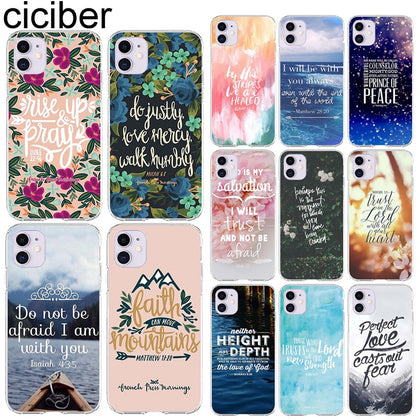 ciciber Phone Cases For Iphone 11 Case Cover For iPhone XR 11 Pro 7 X XS MAX 8 6 6S Plus 5S SE Silicone bible Quotes Funda Coque
