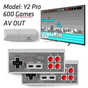DATA FROG Newest Retro Video Game Console 8 Bit Built in 600 Classic Games Mini Wireless Console AV Output Dual Gamepads