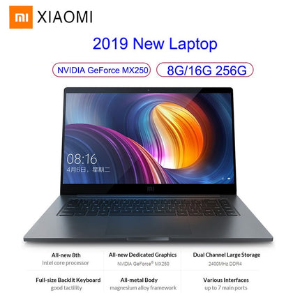 Xiaomi Mi Notebook Pro Gaming Laptop 15.6 Inch Windows 10 Intel Quad Core I5/I7 8GB/16GB RAM 256GB SSD 2G GeForce MX250 Card