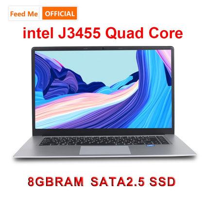 15.6 inch Laptop 8G RAM 512G 256G 128G SSD Intel j3455 Quad Core Student Computer Ultrabook Notebook  with RJ45 Port for Office