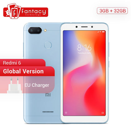 Global Version Xiaomi Redmi 6 3GB 32GB 5.45'' HD Full Screen 18:9 SmartPhone Helio P22 Octa Core AI Dual Camera 12MP+5MP CE FCC